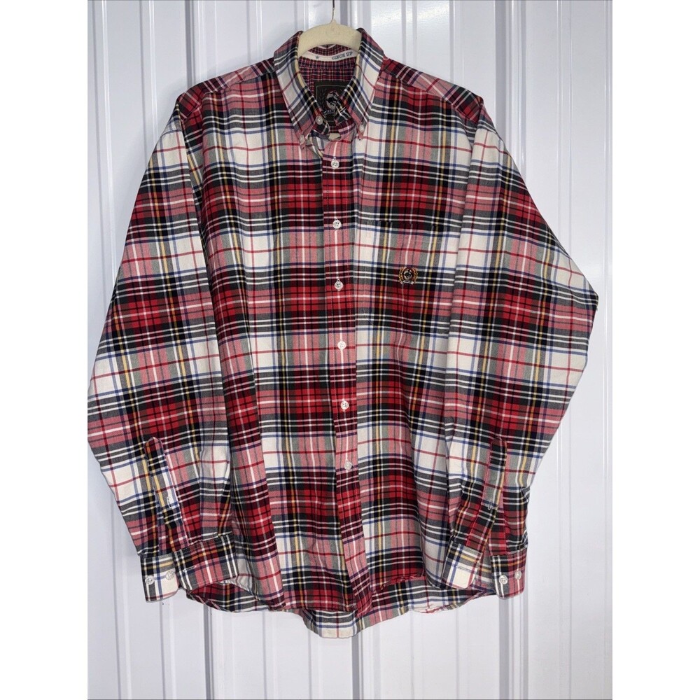 Cinch Mens Red Plaid Long Sleeve Button Down Size Large EUC
